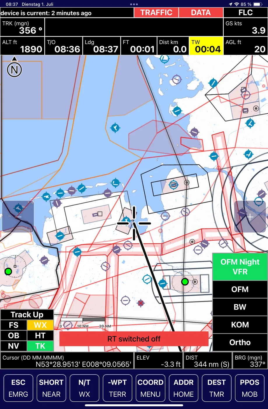 NavPad mit Timer- und SAR-Werkzeugen fuer den Einsatz am Zielort. © Neway